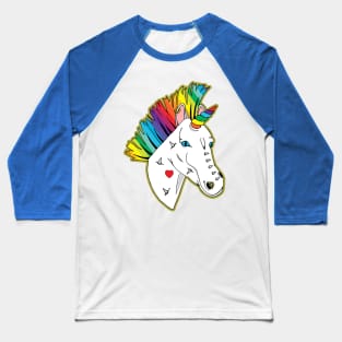 Pride Punk Rainbow Mohican Unicorn Baseball T-Shirt